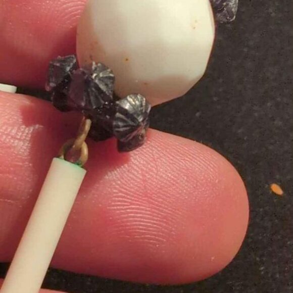 Vintage White and Black Beaded Dangle Earrings Blue#48 - Picture 4 of 5